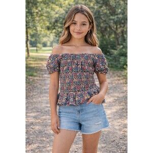 Polo Ralph Lauren Top Pants Girls Size 6 Blue Floral Top and Bottom Set Ruffle